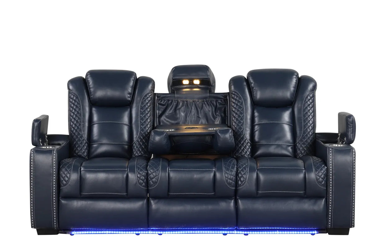 Stefano Blue 3-Piece Reclining Living Room Set by Happy Homes at Eve Furniture