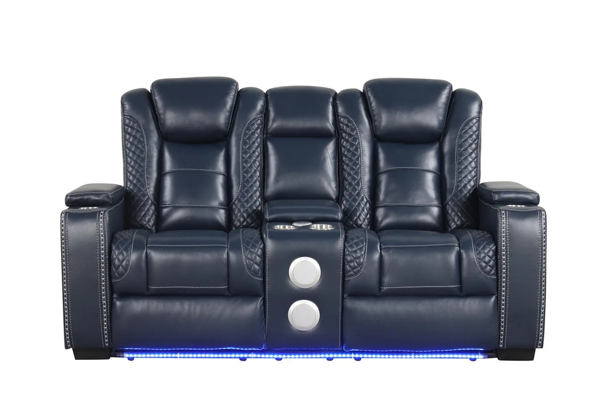 Stefano Blue 3-Piece Reclining Living Room Set by Happy Homes at Eve Furniture