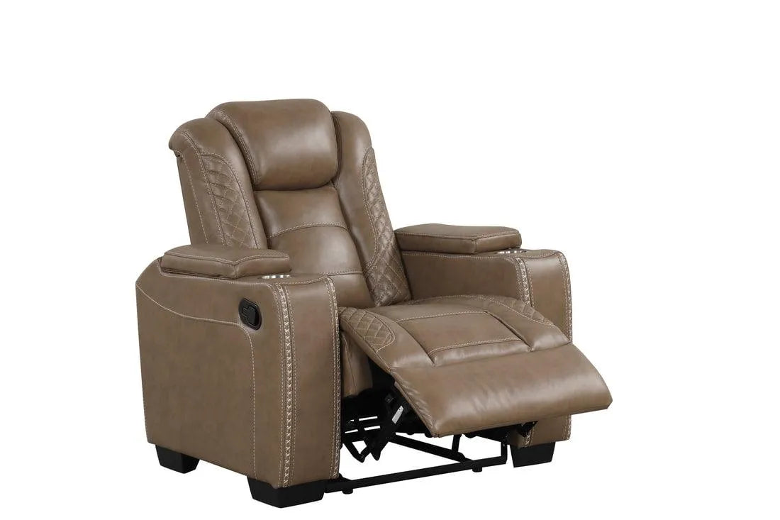 Stefano Brown 3-Piece Reclining Living Room Set by Happy Homes at Eve Furniture