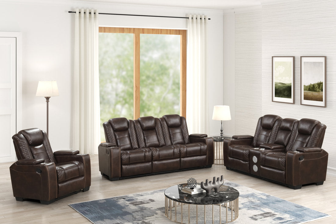 Stefano Espresso 3-Piece Reclining Living Room Set by Happy Homes at Eve Furniture