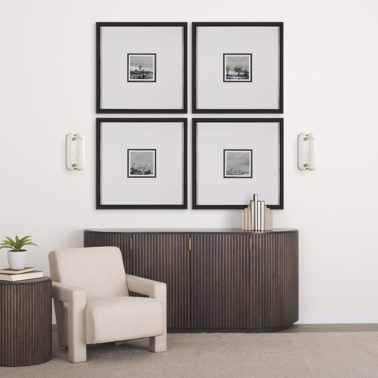 Stein Gold W/ White Marble Shade Wall Sconce by Mercana at Eve Furniture