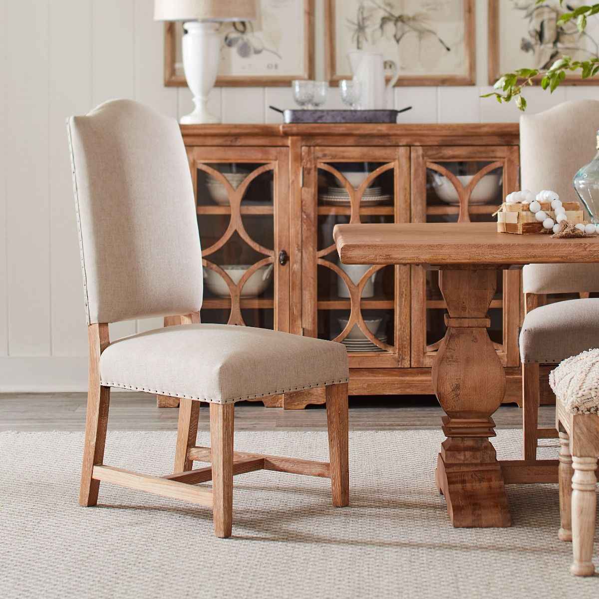 Stella 21" Camelback Dining Chair in Natural Linen with Oak Legs, Set of 2 by Home Trends & Design at Eve Furniture