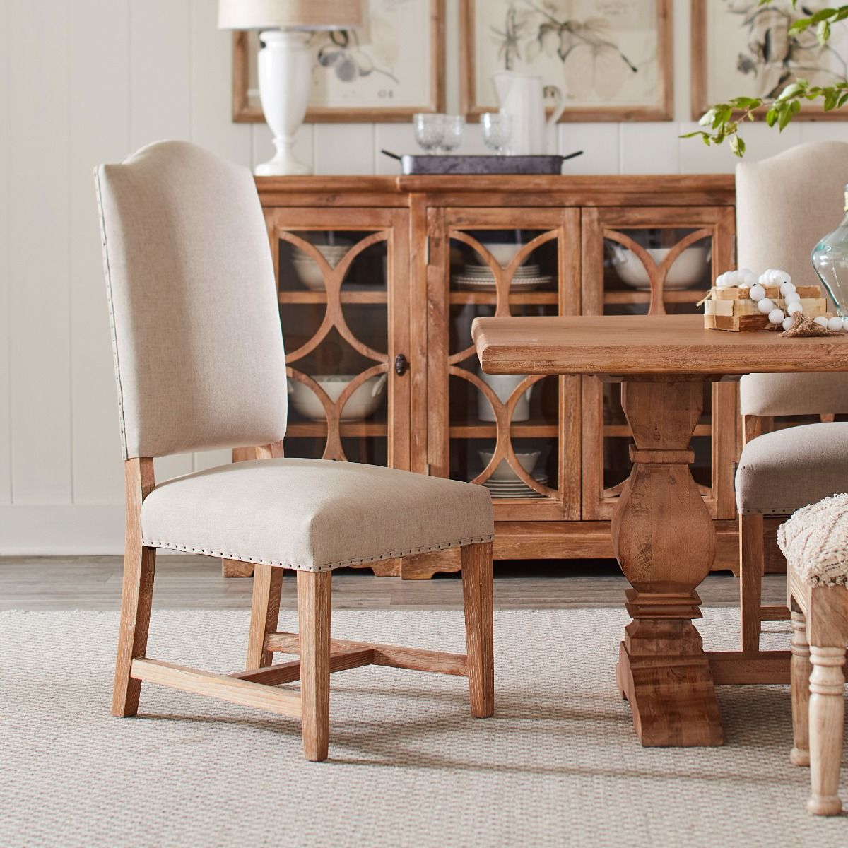 Stella 21" Camelback Dining Chair in Natural Linen with Oak Legs, Set of 2 by Home Trends & Design at Eve Furniture