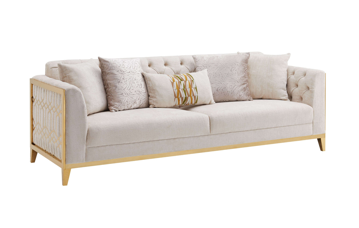 Stella Cream/Gold Living Room Set by Cosmos Furniture at Eve Furniture