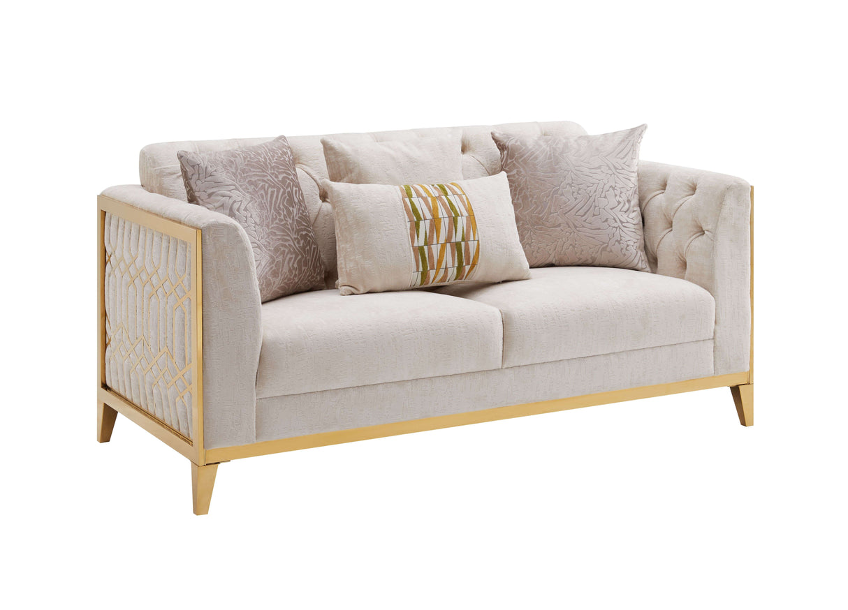 Stella Cream/Gold Living Room Set by Cosmos Furniture at Eve Furniture