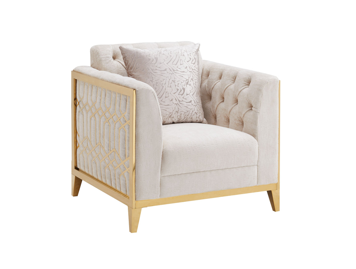 Stella Cream/Gold Living Room Set by Cosmos Furniture at Eve Furniture