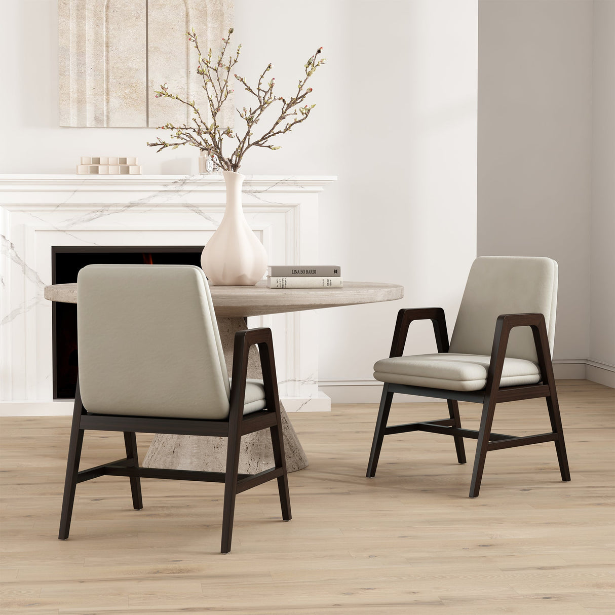 Stella Dining Armchair in Champagne (set of 2) by Manhattan Comfort at Eve Furniture