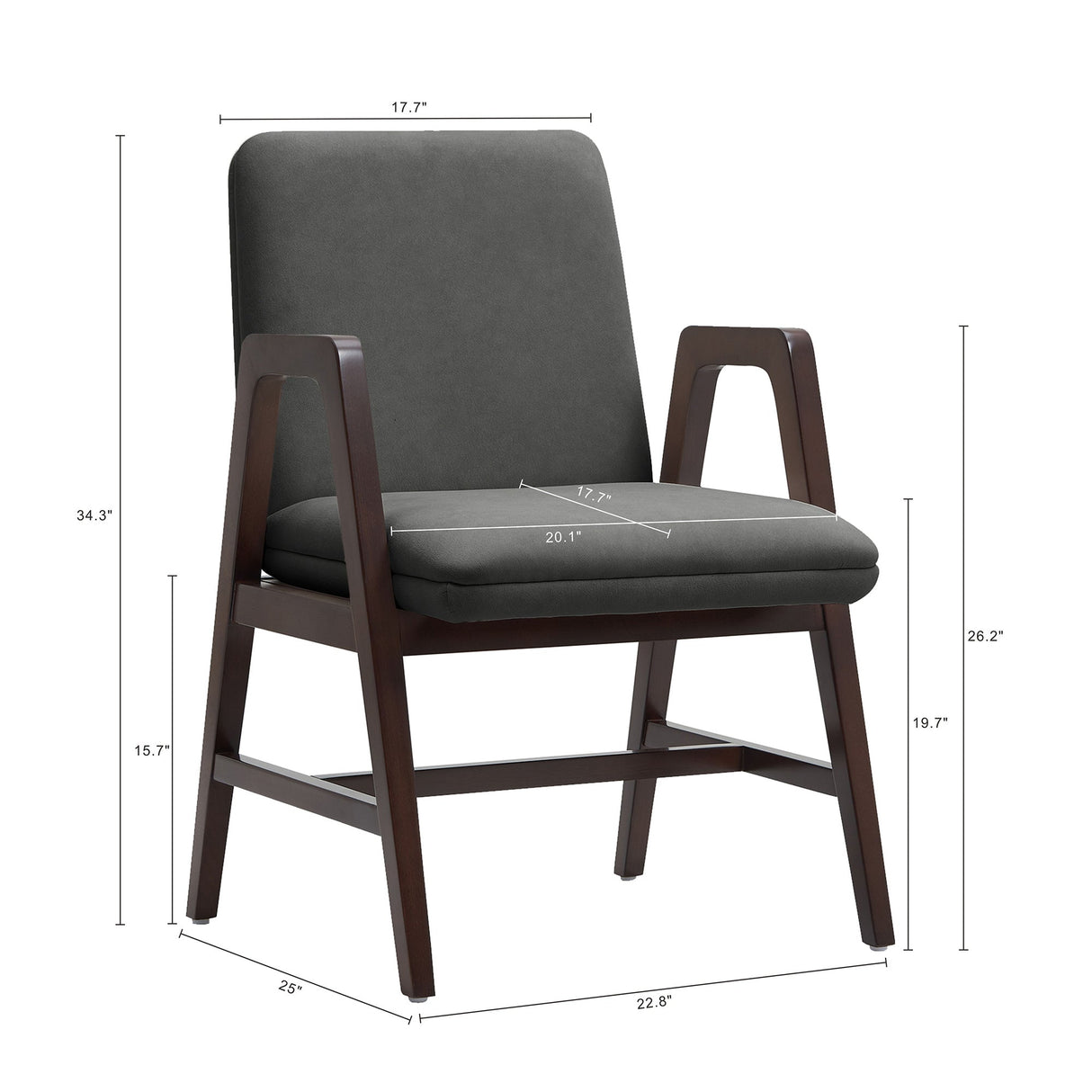 Stella Dining Armchair in Graphite by Manhattan Comfort at Eve Furniture