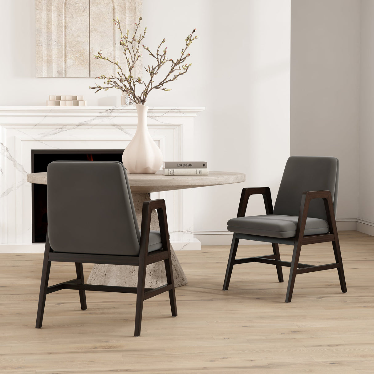 Stella Dining Armchair in Graphite (set of 2) by Manhattan Comfort at Eve Furniture
