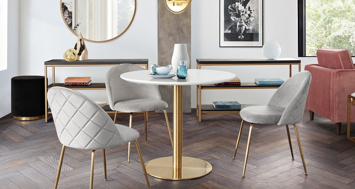 Stella Gloss White/Brushed Gold Bar Table by Diamond Sofa at Eve Furniture
