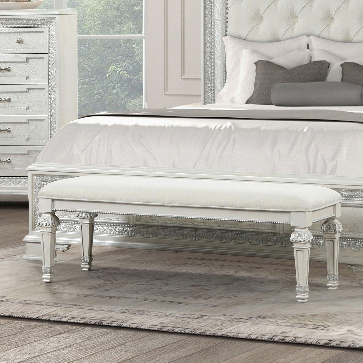 Stella Mia Creamy White Bench by Furniture of America at Eve Furniture