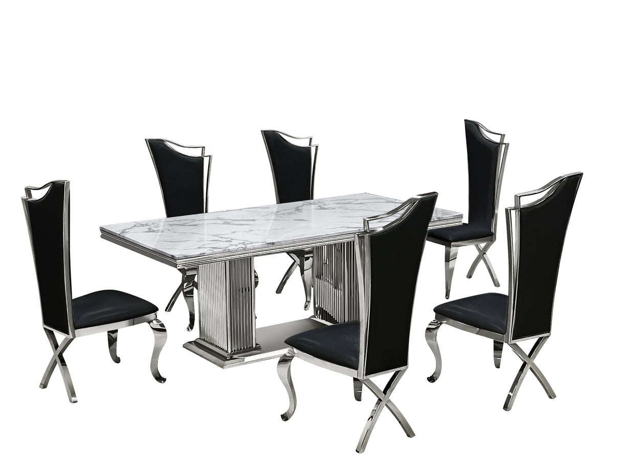Stella Silver/Black Dining Chairs Set of 2 by Happy Homes at Eve Furniture