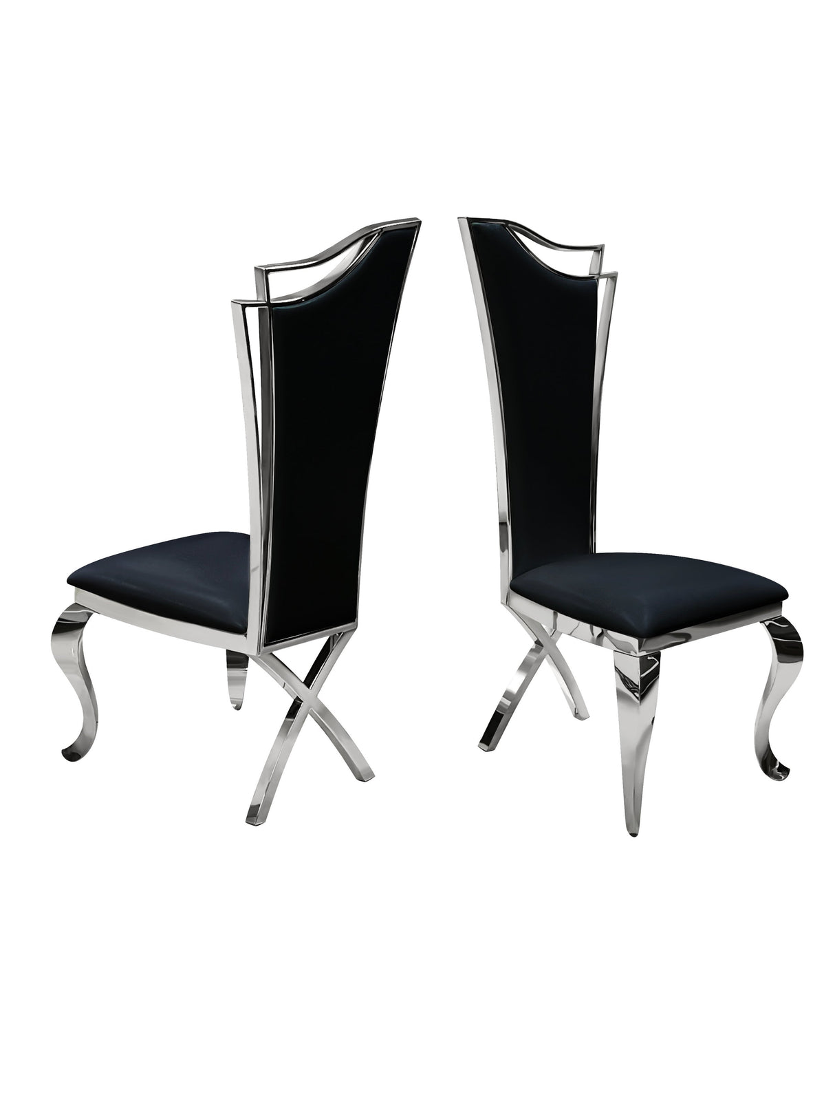 Stella Silver/Black Dining Chairs Set of 2 by Happy Homes at Eve Furniture