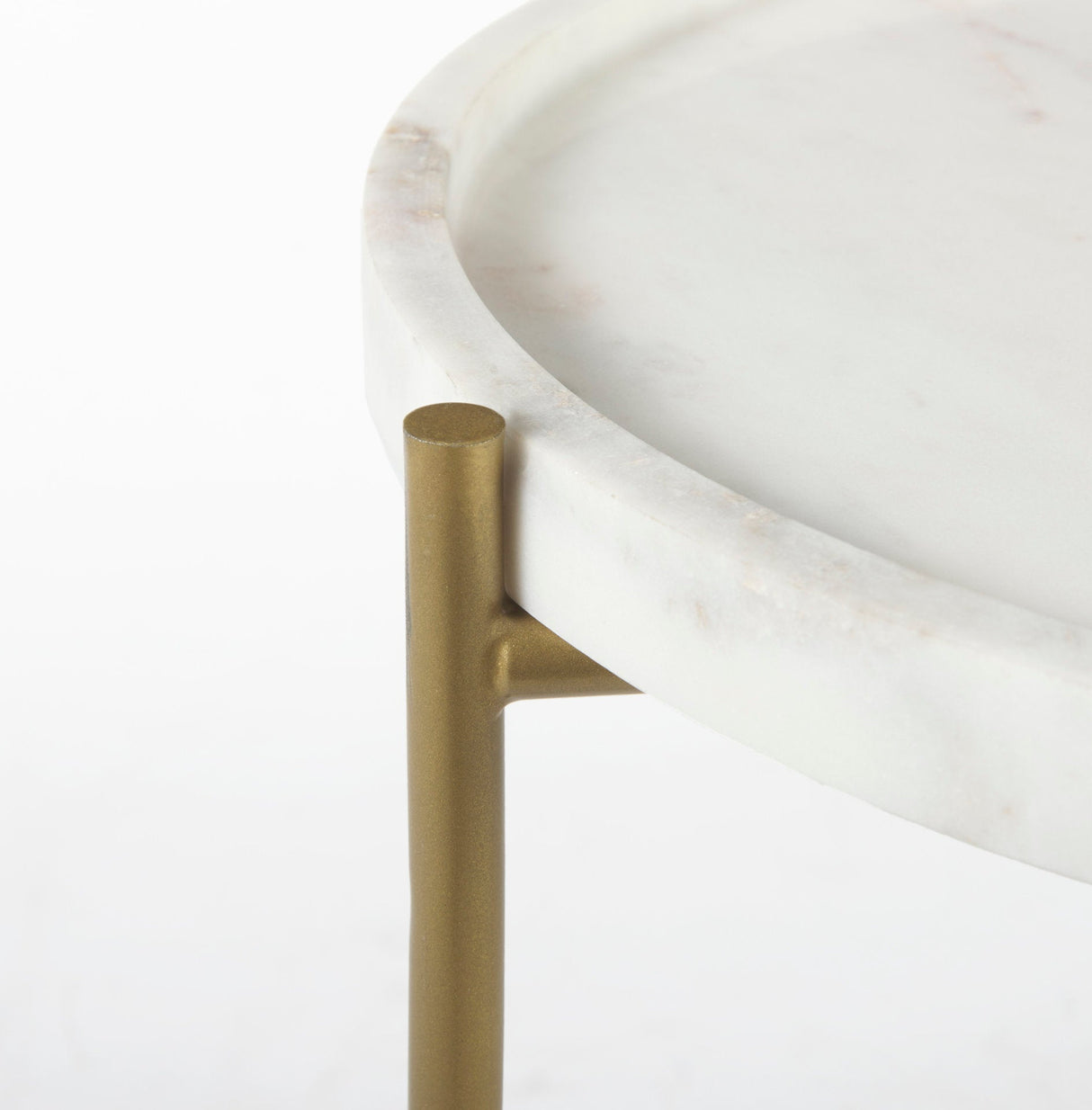 Stella White Round Marble Top W/Gold Base Accent Table by Mercana at Eve Furniture
