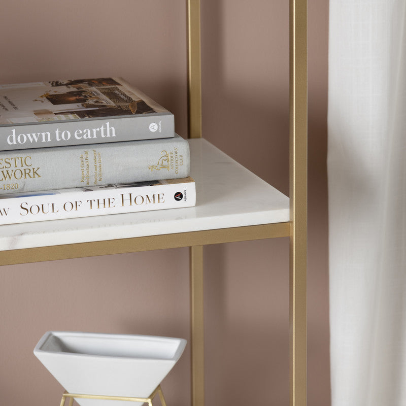 Stellar White/Gold Etagere by Crestview at Eve Furniture