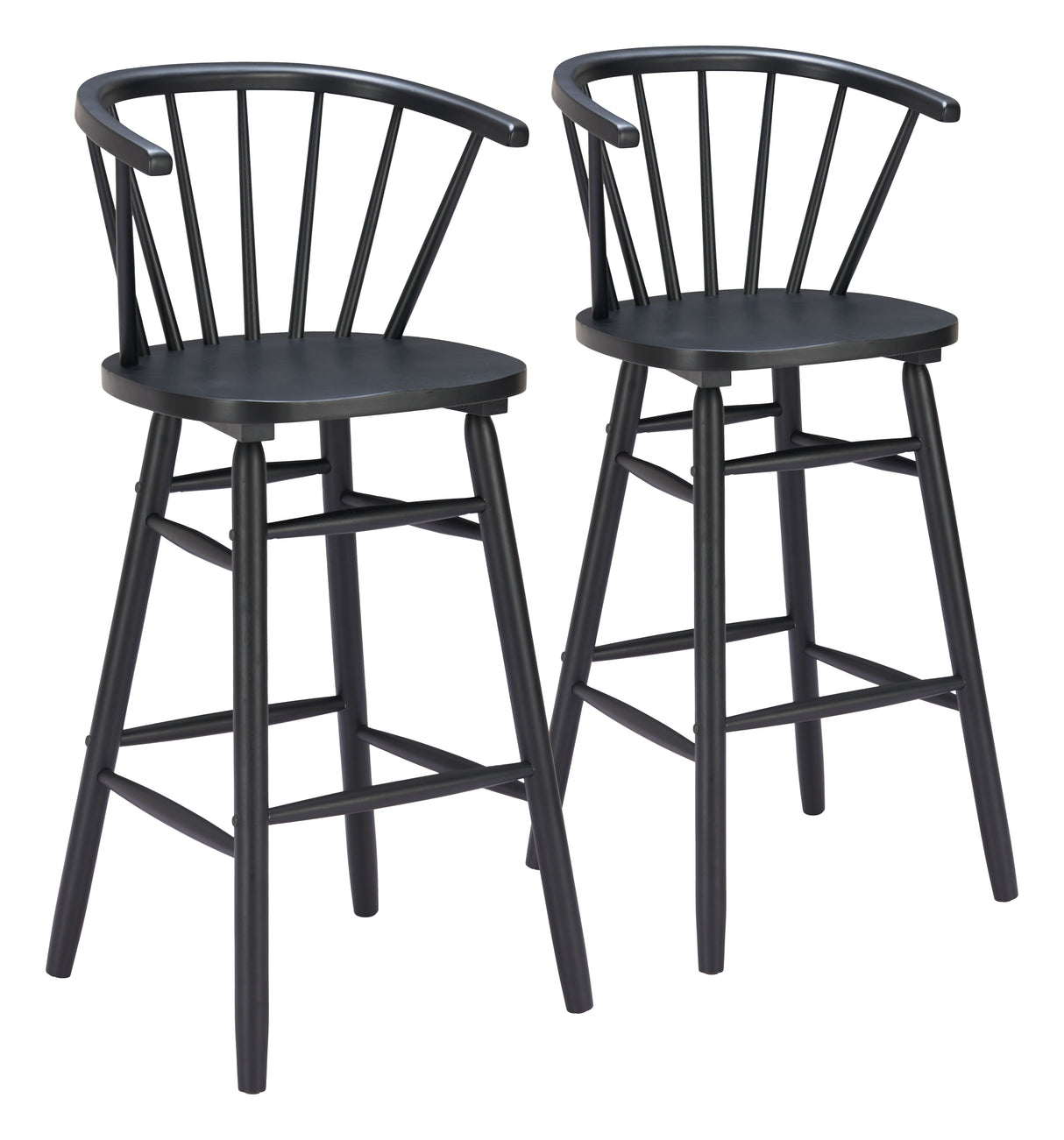 Stenger Black Barstool (Set of 2) by Zuomod at Eve Furniture