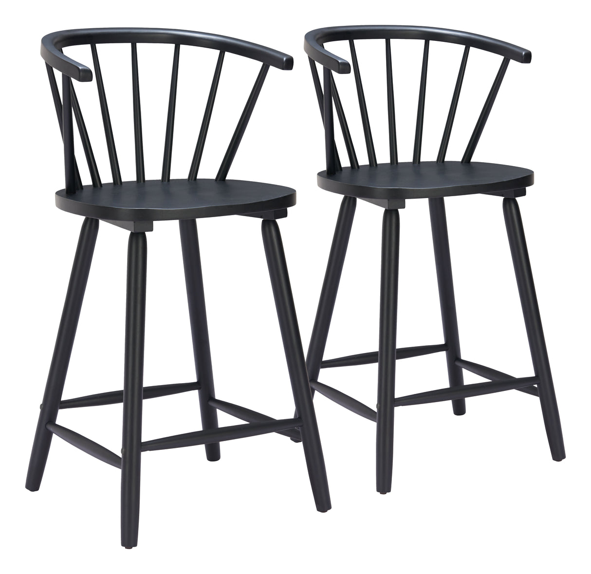 Stenger Black Counter Stool (Set of 2) by Zuomod at Eve Furniture