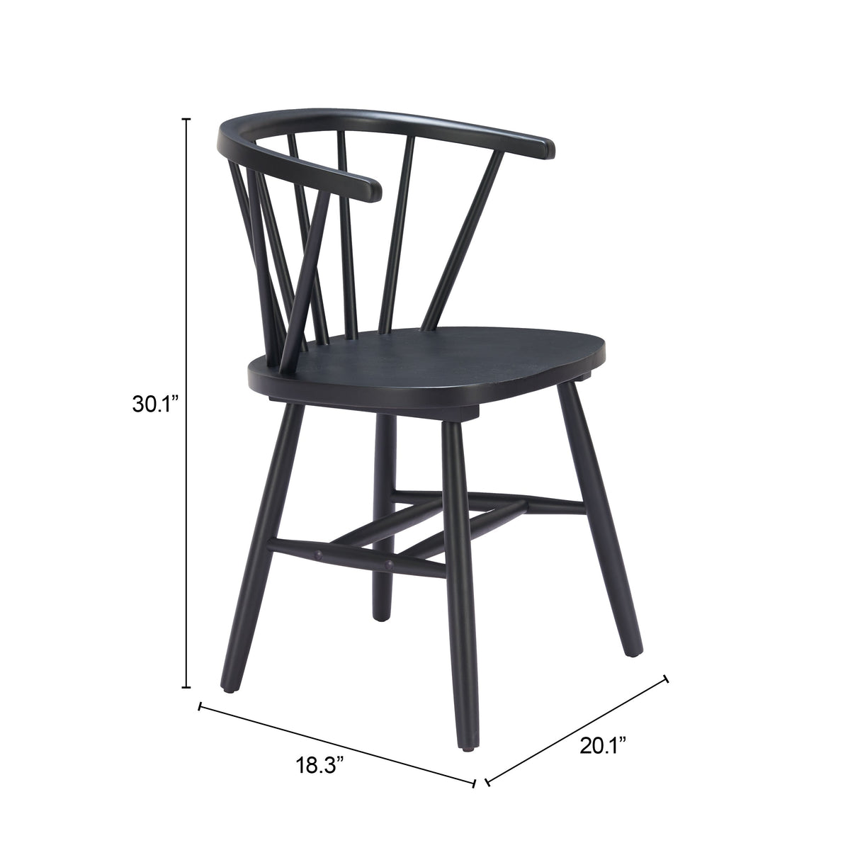 Stenger Black Dining Chair (Set of 2) by Zuomod at Eve Furniture