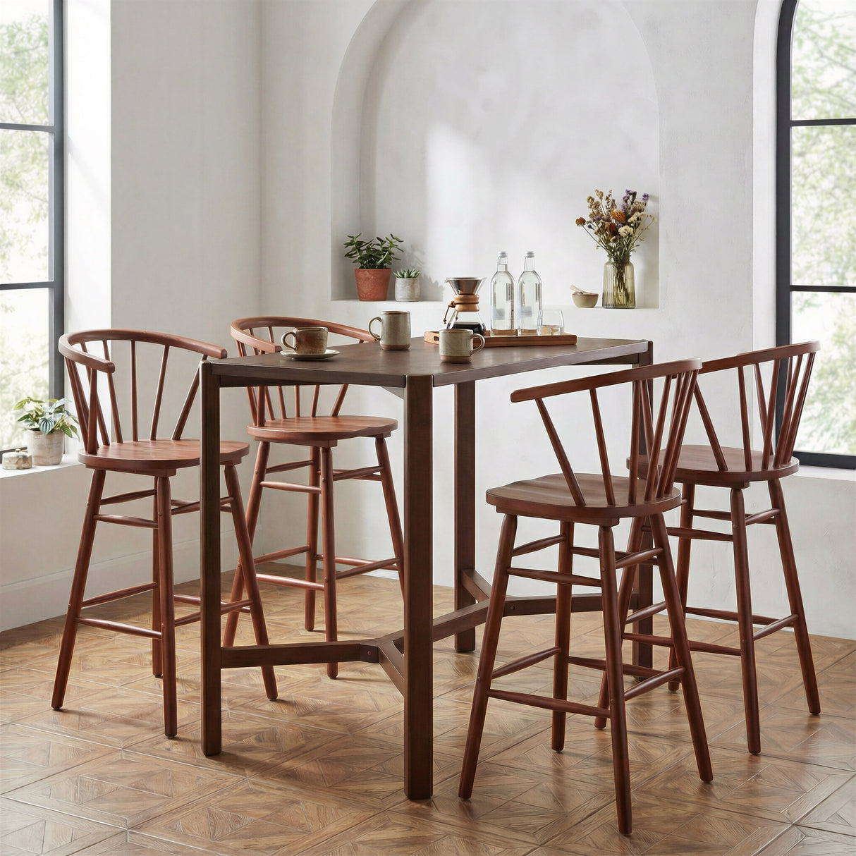 Stenger Walnut Barstool (Set of 2) by Zuomod at Eve Furniture