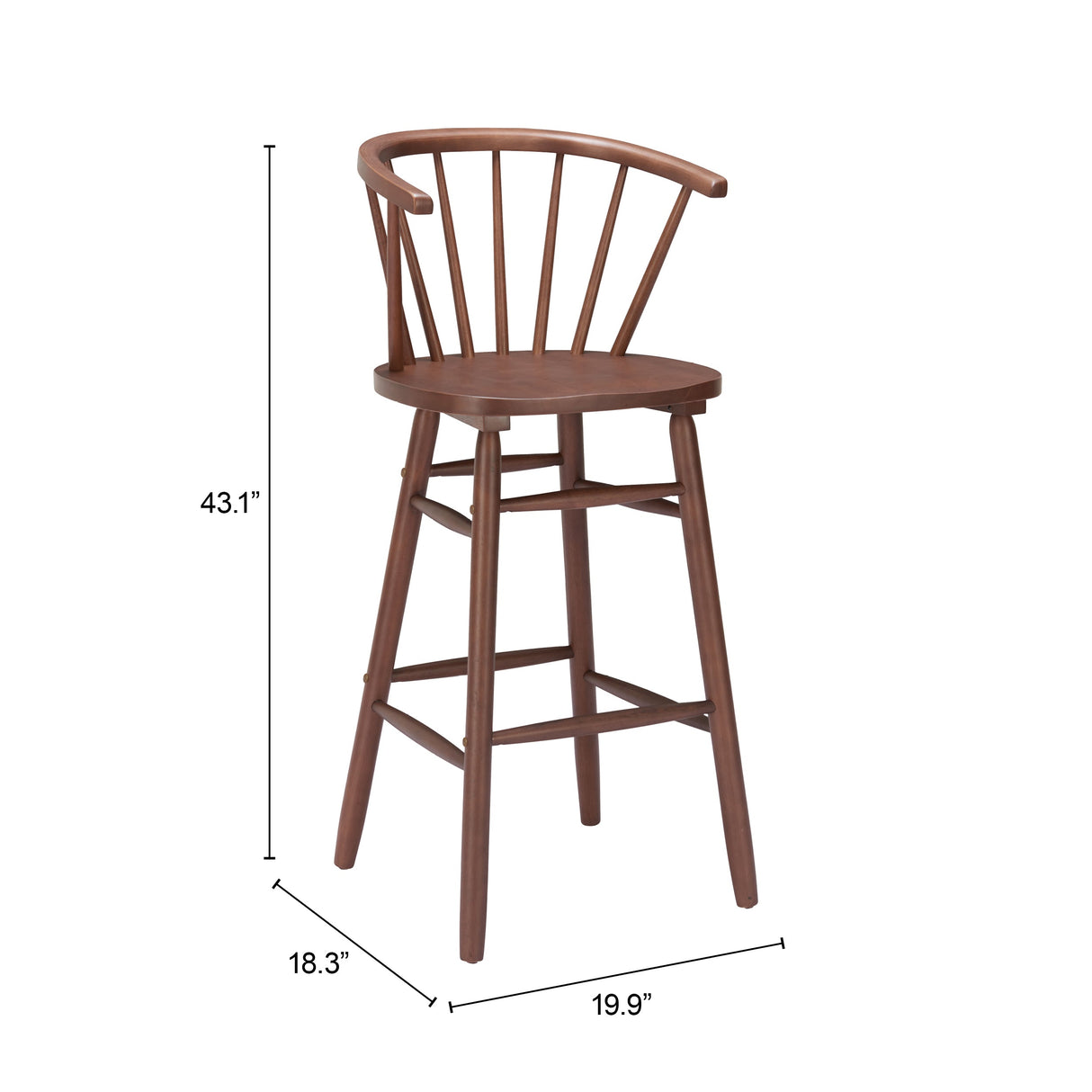 Stenger Walnut Barstool (Set of 2) by Zuomod at Eve Furniture