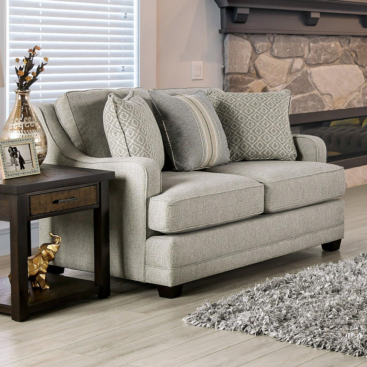 Stephney Gold/Gray Loveseat by Furniture of America at Eve Furniture