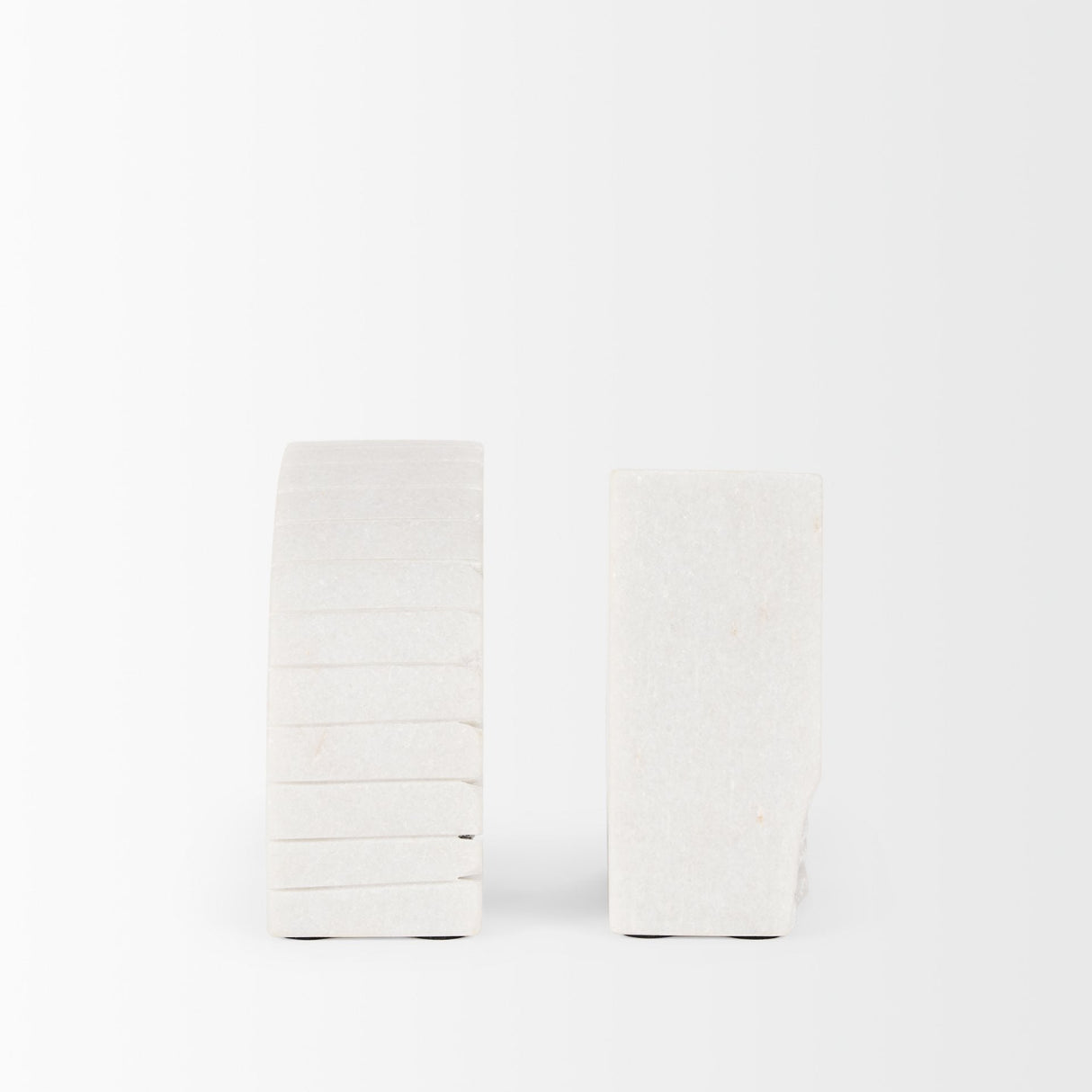 Stept White Marble Bookends w/rough carving (set of 2) by Mercana at Eve Furniture