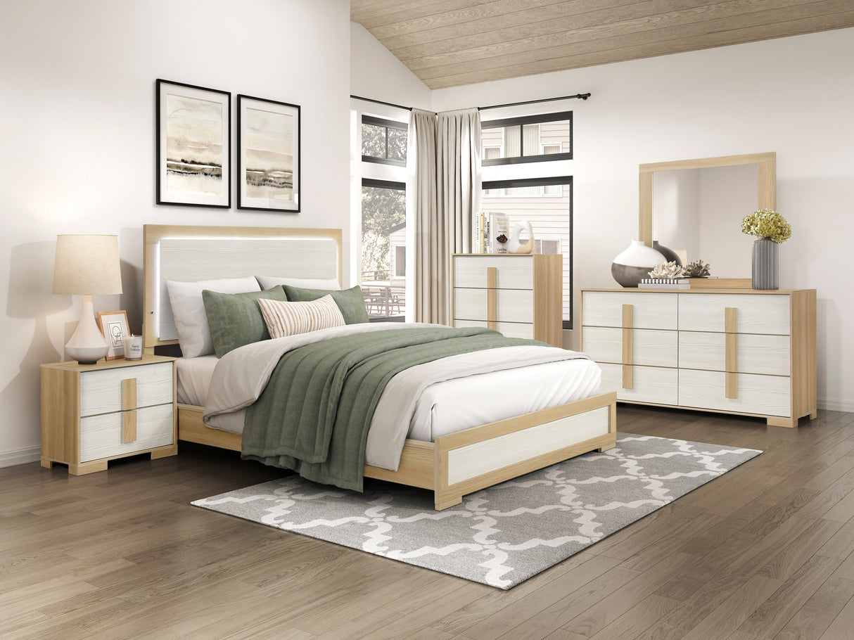Sterling Natural/White LED California King Bed by Homelegance at Eve Furniture