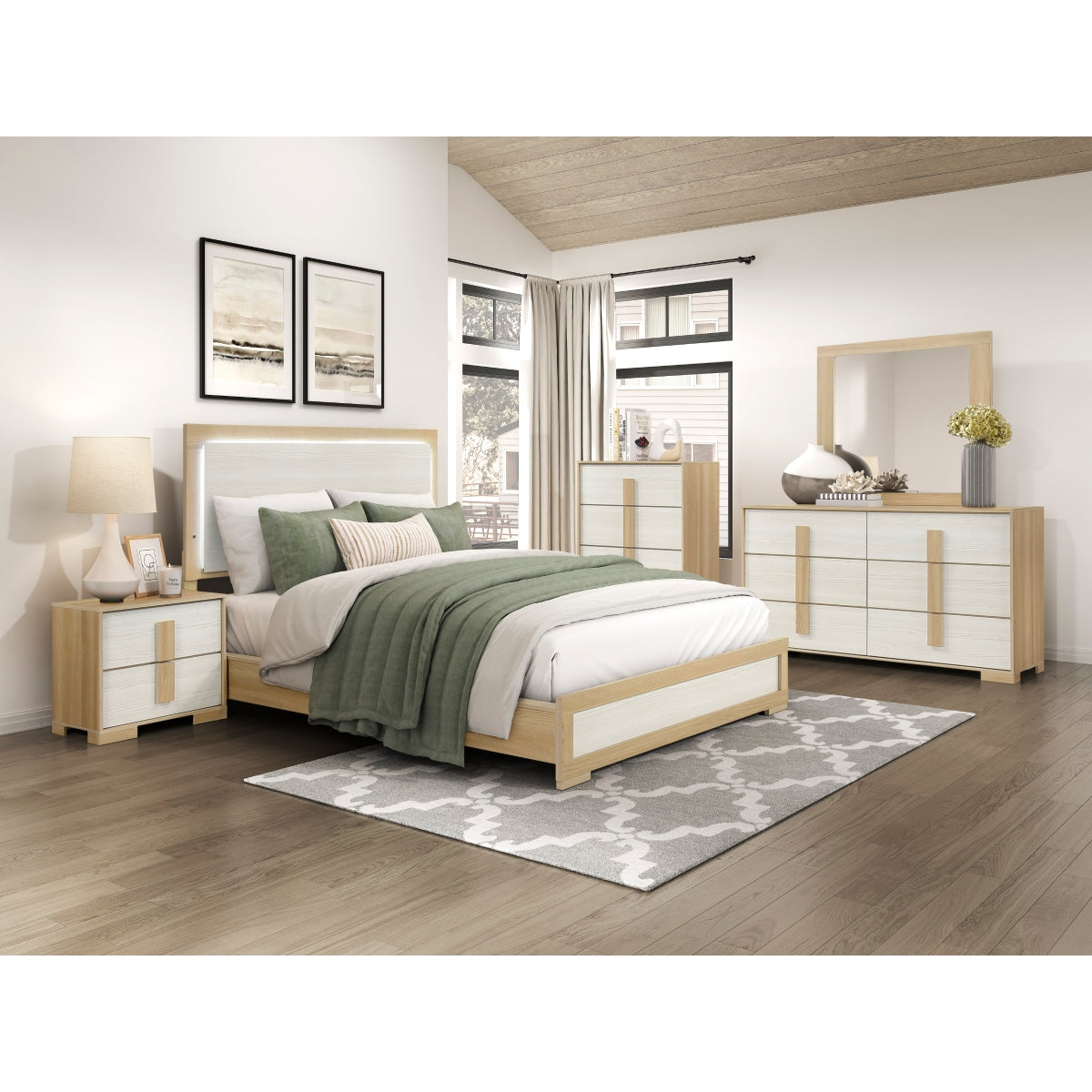 Sterling Natural/White LED Full Bed by Homelegance at Eve Furniture
