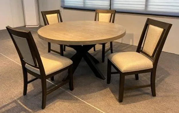 Stevens Charcoal Black and Light Gray Round Dining Table by Crown Mark at Eve Furniture