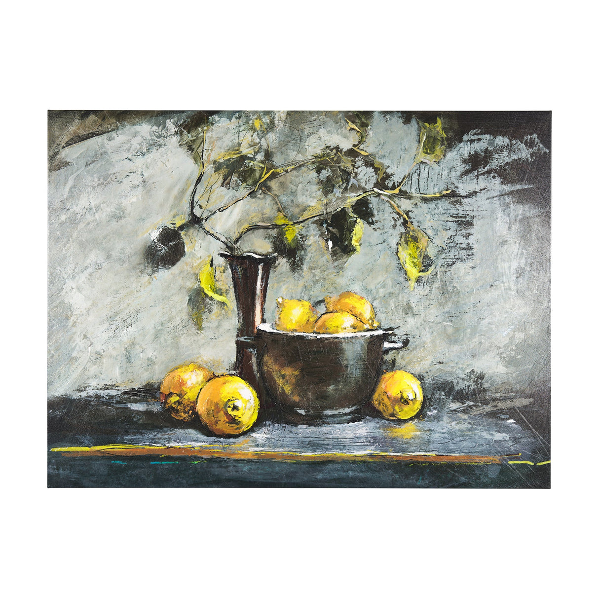 Still Life with Lemons by Mercana Studio a Hand Embellished Textured Canvas by Mercana at Eve Furniture