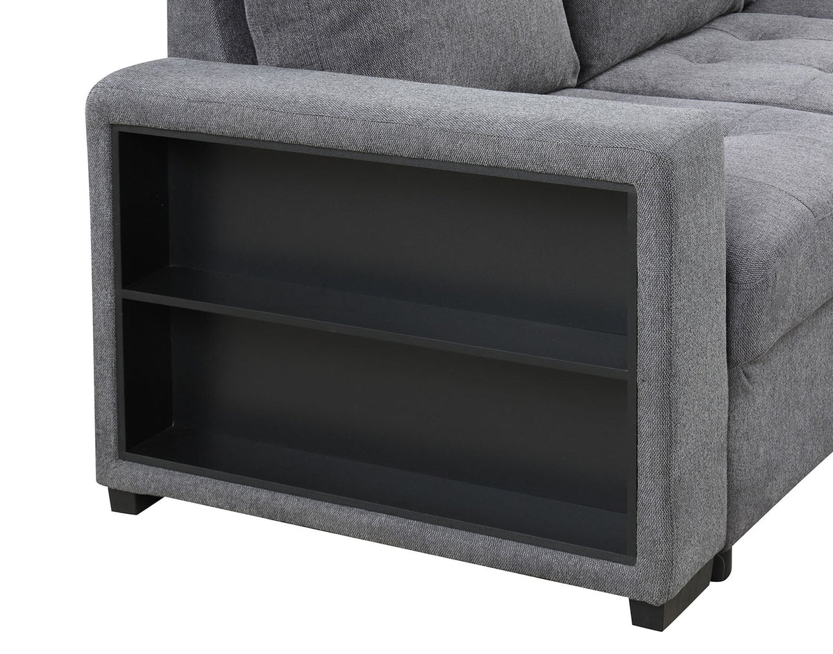 Stockwell Dark Gray Sleeper Sofa Sectional with Chaise by Furniture of America at Eve Furniture