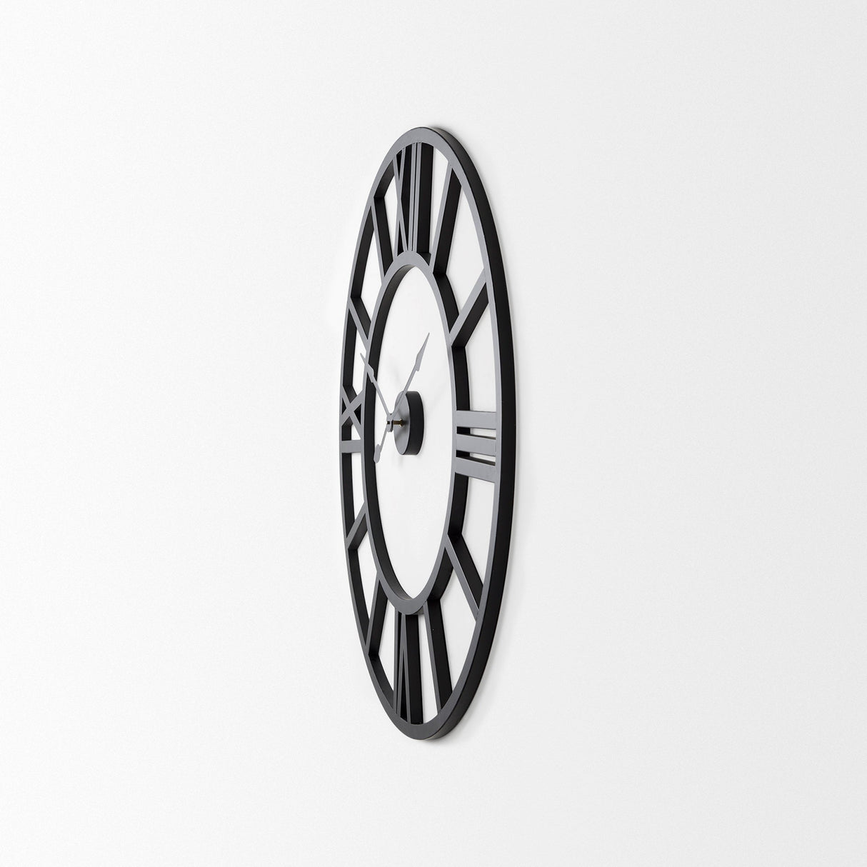 Stoke Round Black Iron Wall Clock by Mercana at Eve Furniture