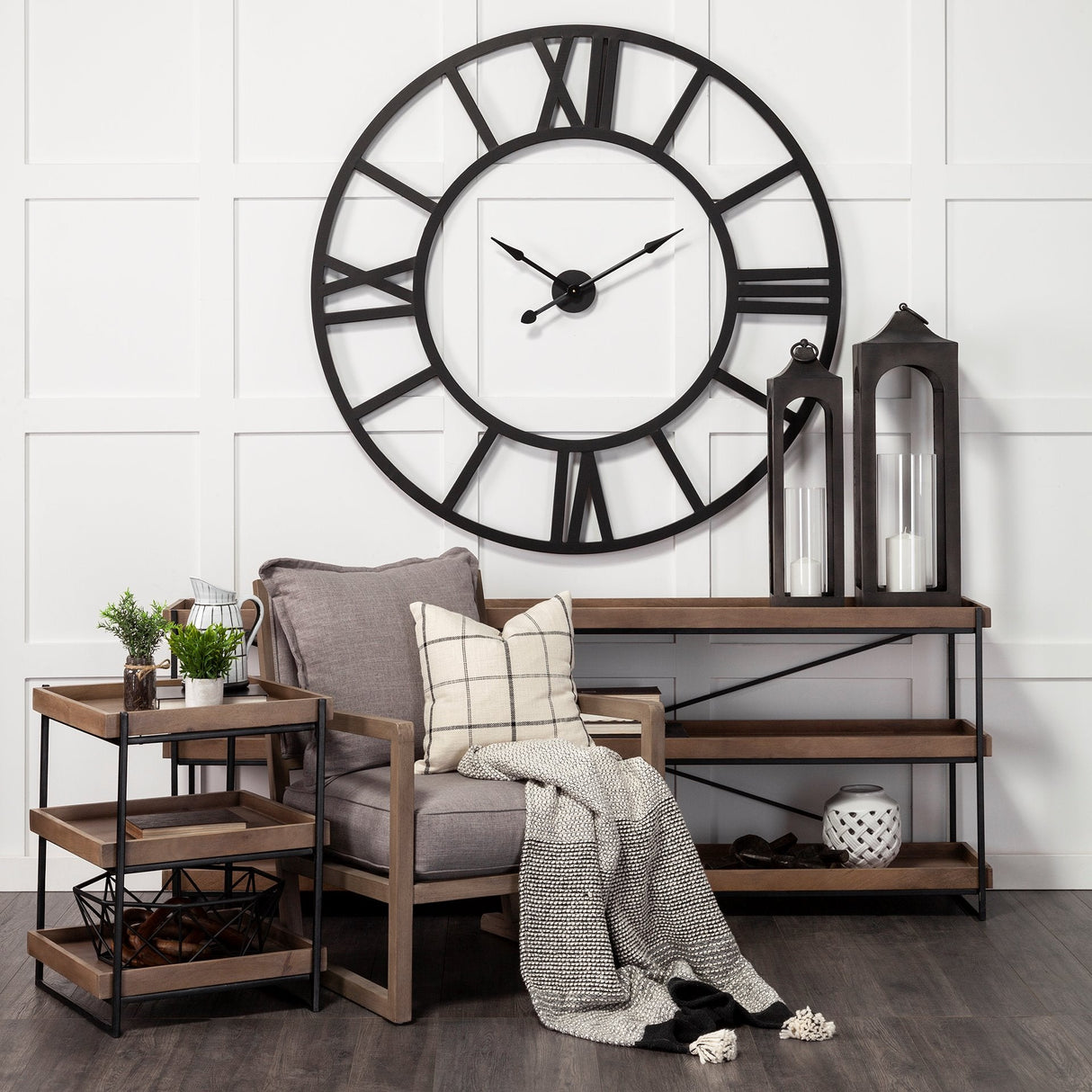 Stoke Round Giant Oversized Industrial Wall Clock by Mercana at Eve Furniture