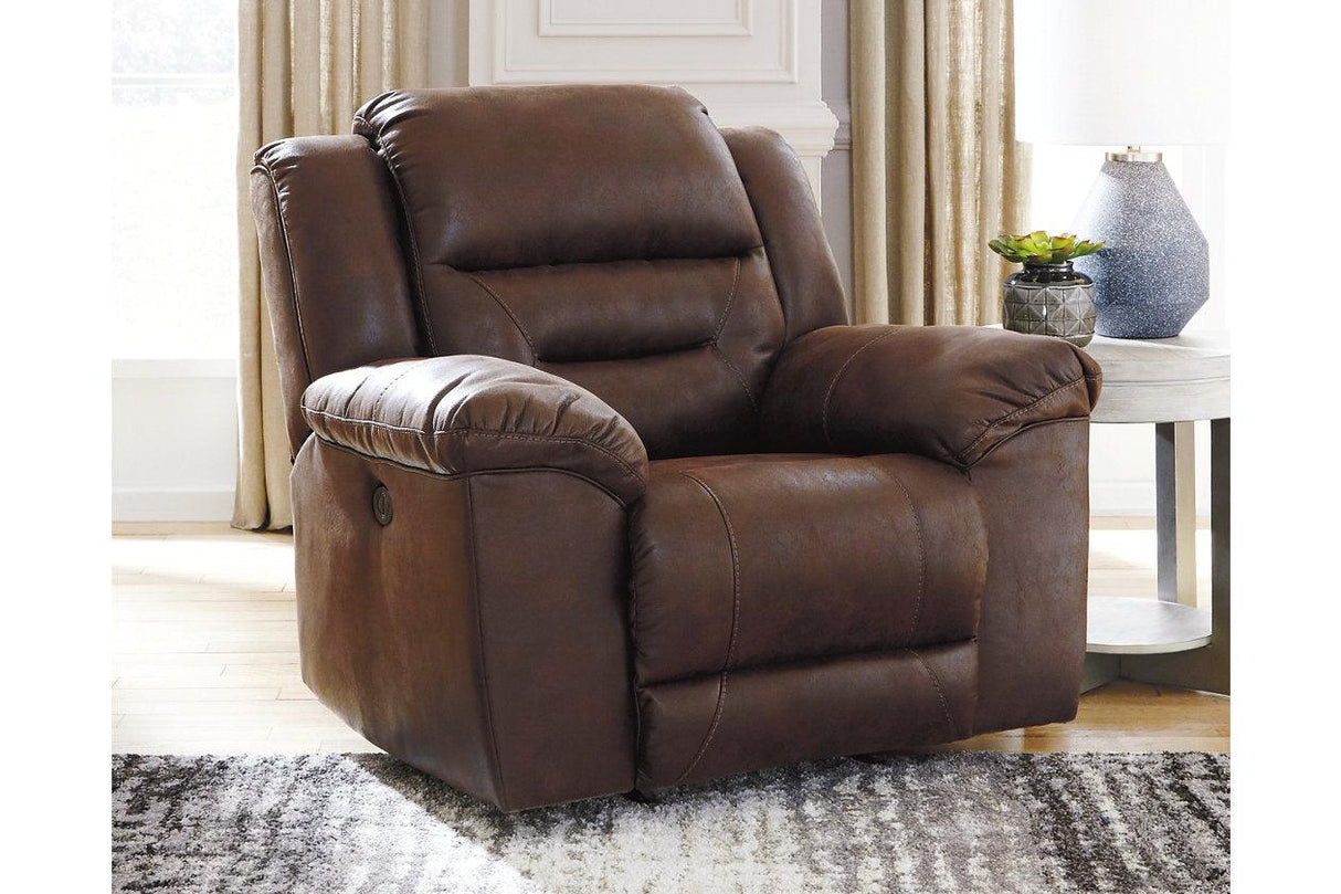 Stoneland Chocolate Power Recliner by Ashley at Eve Furniture