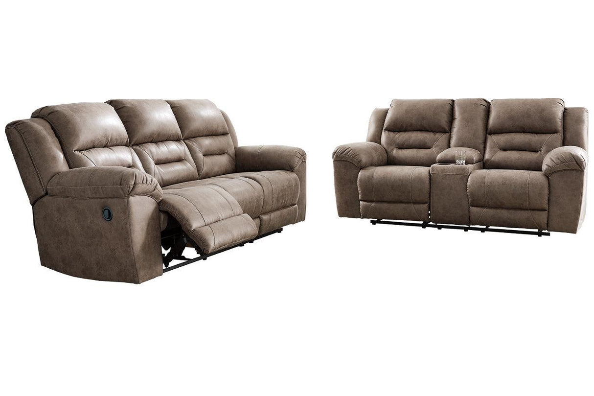 Stoneland Fossil Manual Reclining Sofa and Loveseat by Ashley at Eve Furniture