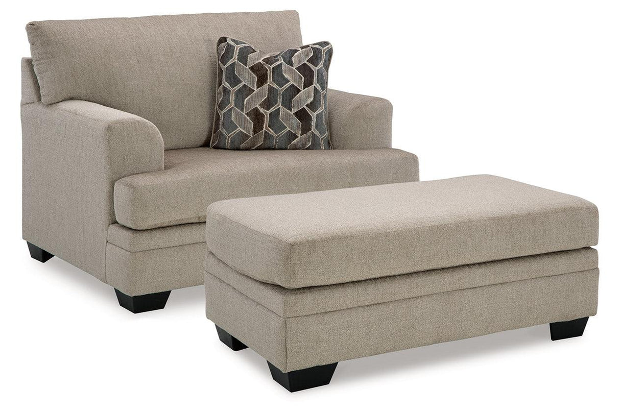 Stonemeade Taupe Oversized Chair and Ottoman by Ashley at Eve Furniture