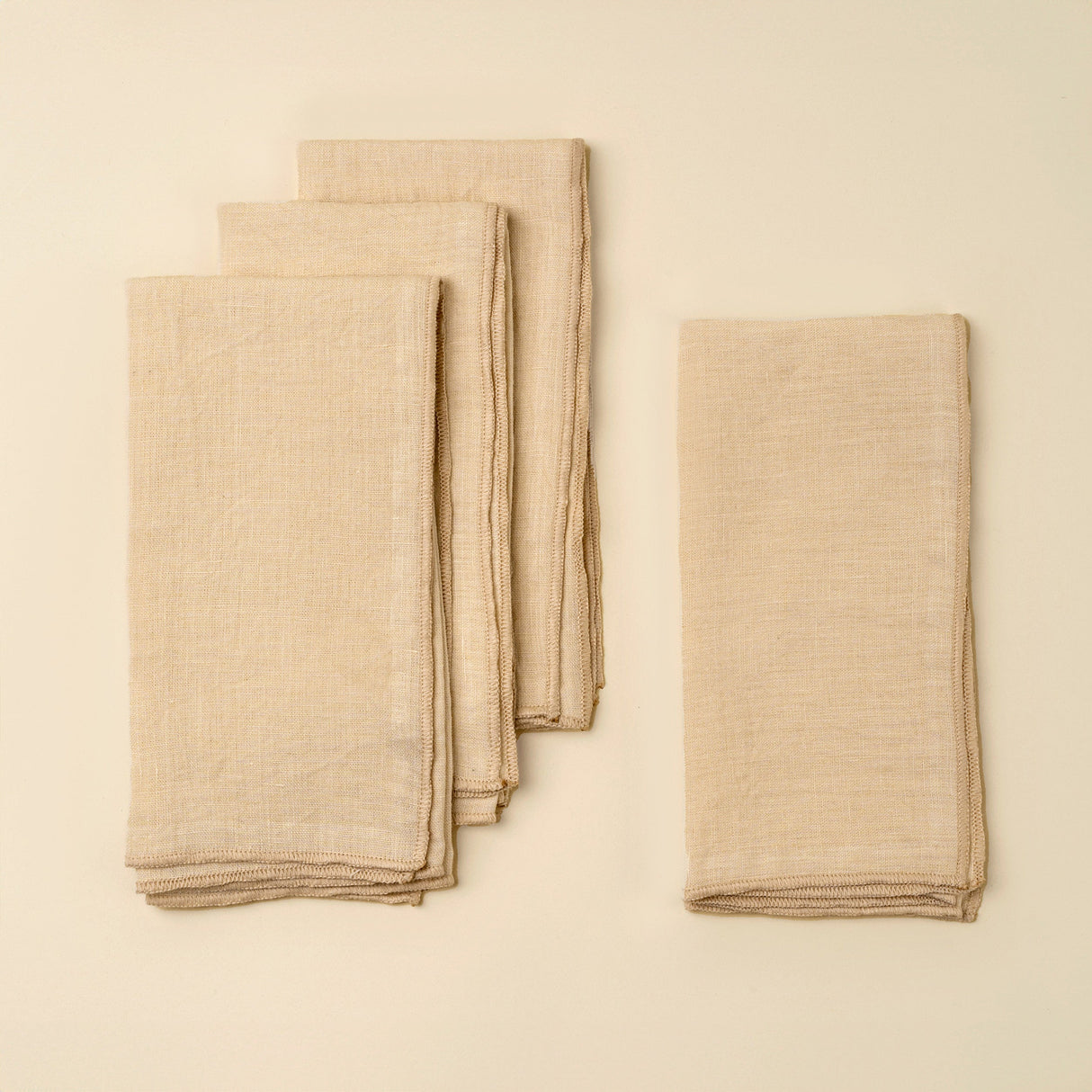 Stonewashed Linen Napkins S/4, Cream, Set of 4 by Mercana at Eve Furniture
