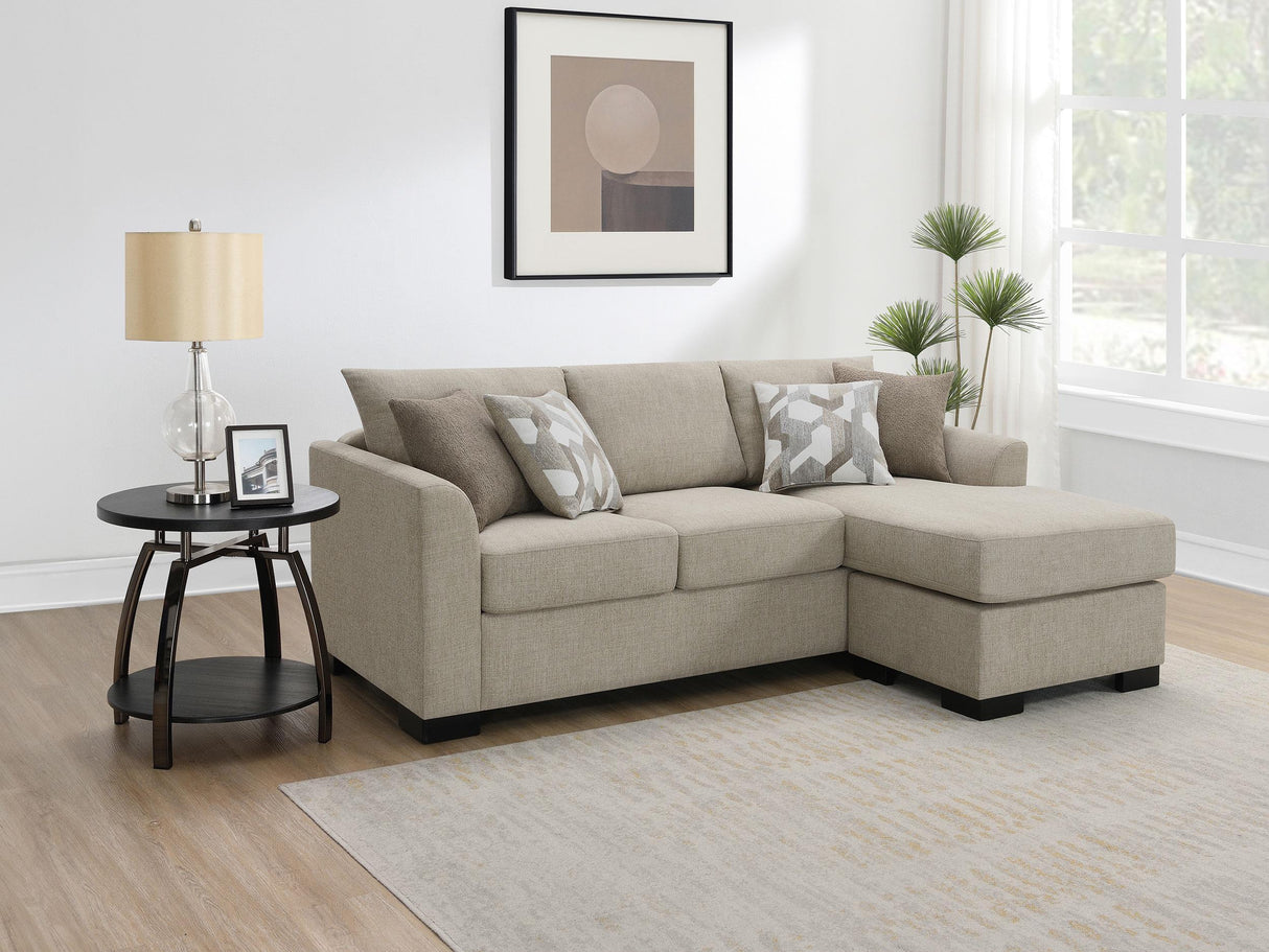 Storey Camel Upholstered Sleeper Sectional Chaise Sofa by Coaster at Eve Furniture