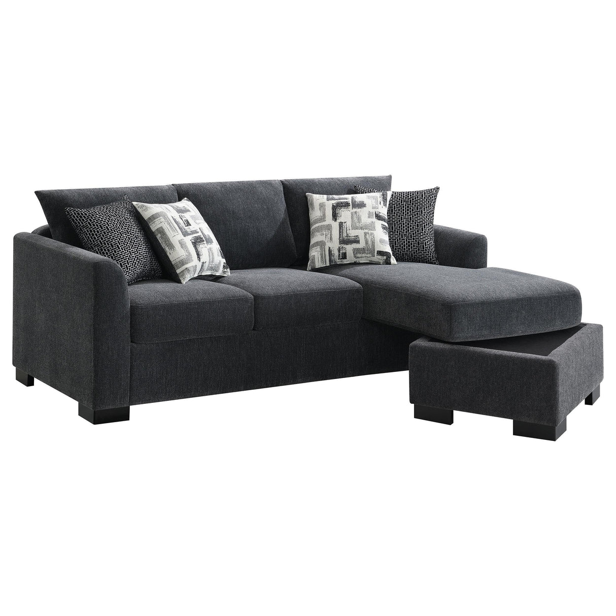 Storey Dark Grey Upholstered Sleeper Sectional Chaise Sofa by Coaster at Eve Furniture