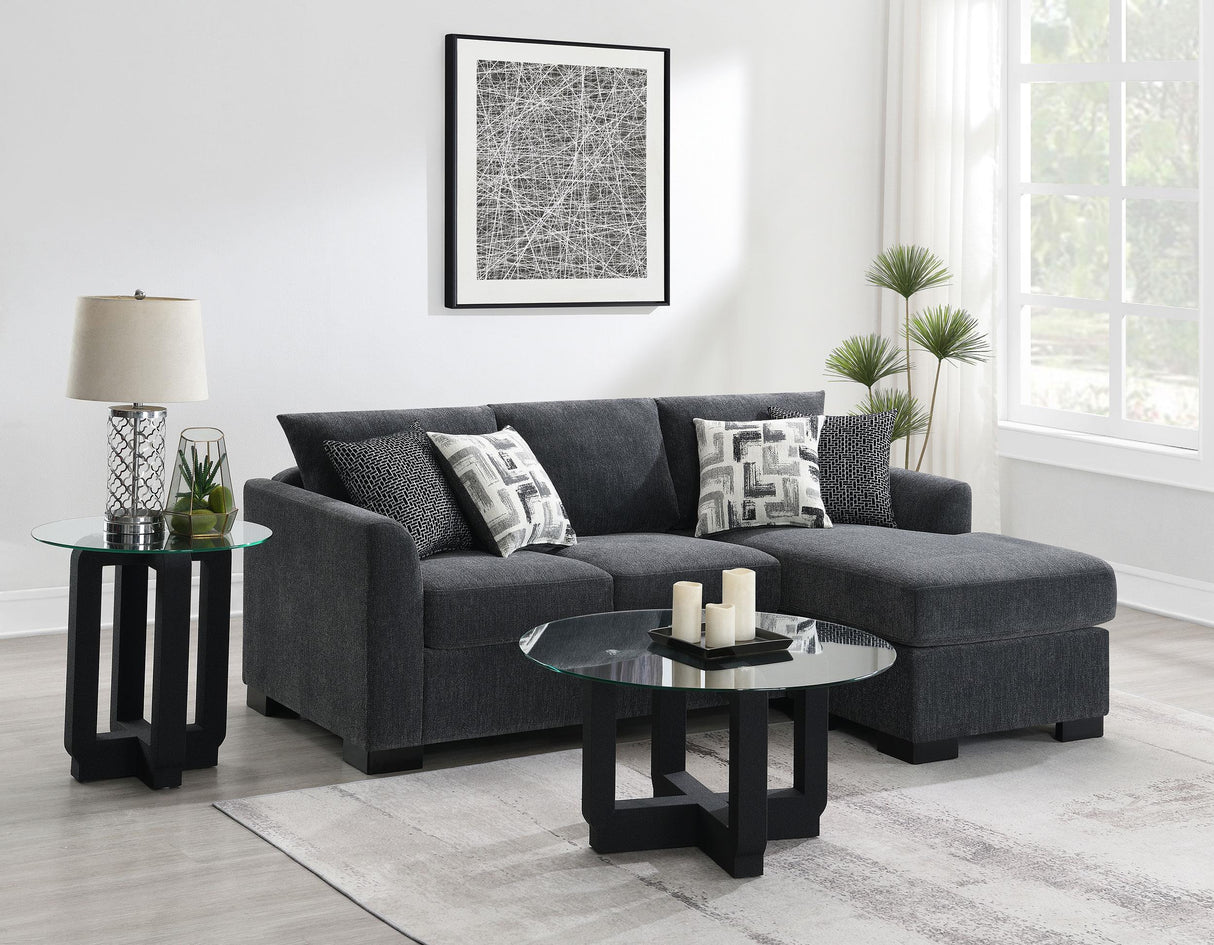 Storey Dark Grey Upholstered Sleeper Sectional Chaise Sofa by Coaster at Eve Furniture