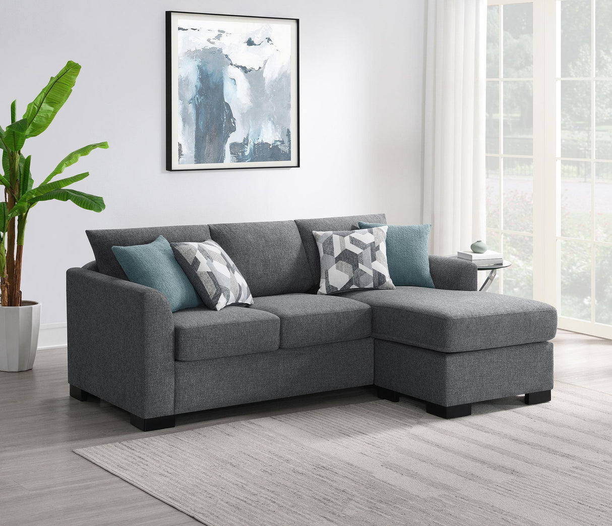 Storey Grey Upholstered Sleeper Sectional Chaise Sofa by Coaster at Eve Furniture