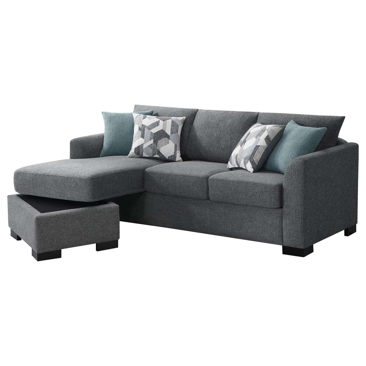 Storey Grey Upholstered Sleeper Sectional Chaise Sofa by Coaster at Eve Furniture