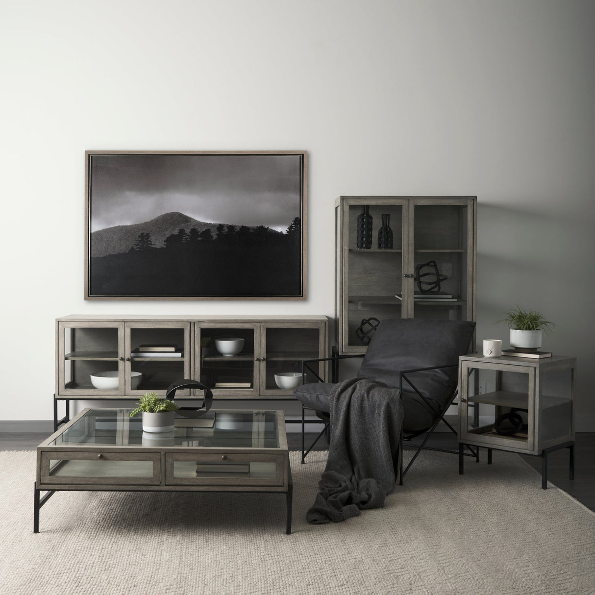 Storm Layers by Nathan Larson a Hand Embelished Textured Framed Art Print Matted under Glass by Mercana at Eve Furniture