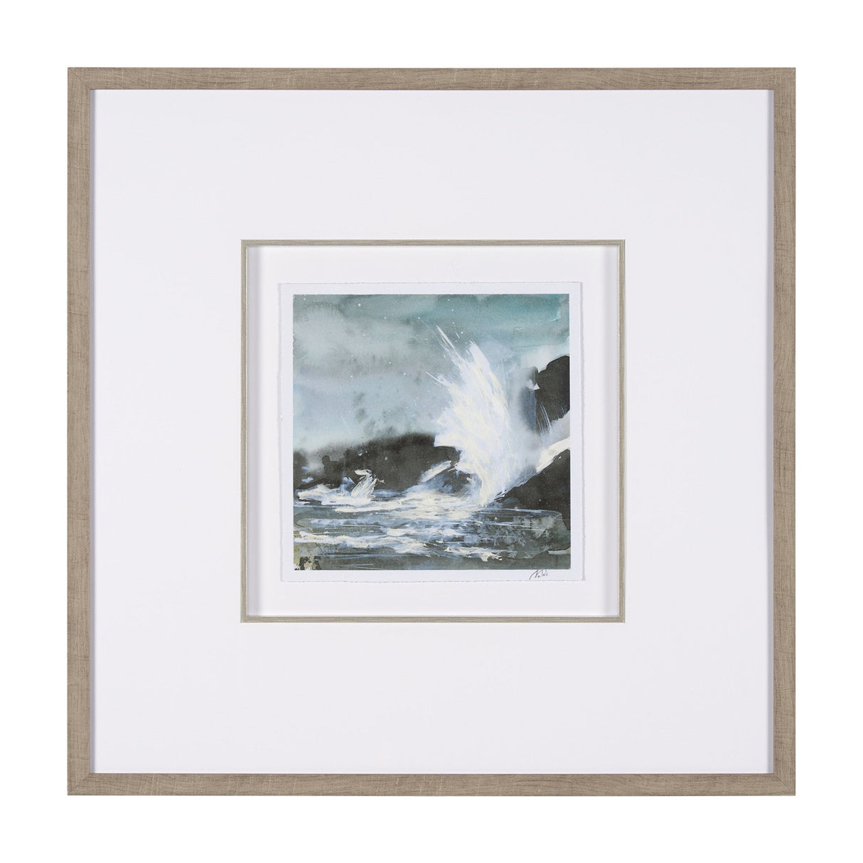 Stormy Coast V by Mercana Studio a Hand Embellished Framed Art Print Matted under Glass by Mercana at Eve Furniture