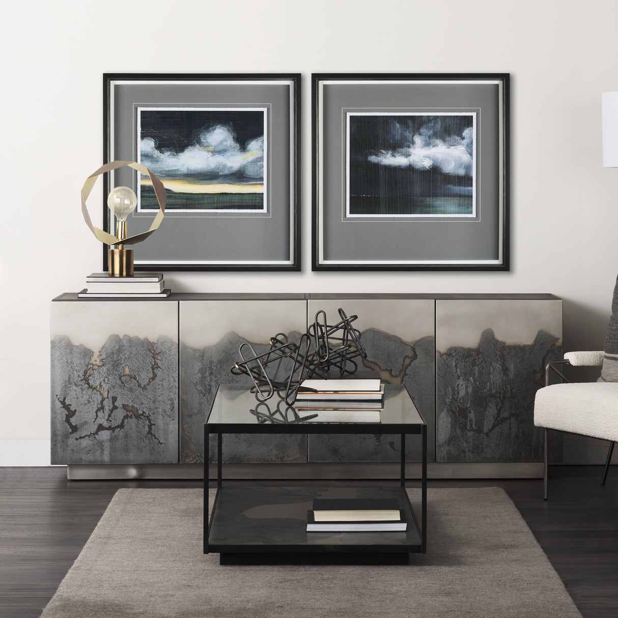 Stormy Skys II by Mercana Studio a Hand Embellished Textured Framed Art Print Matted under Glass by Mercana at Eve Furniture