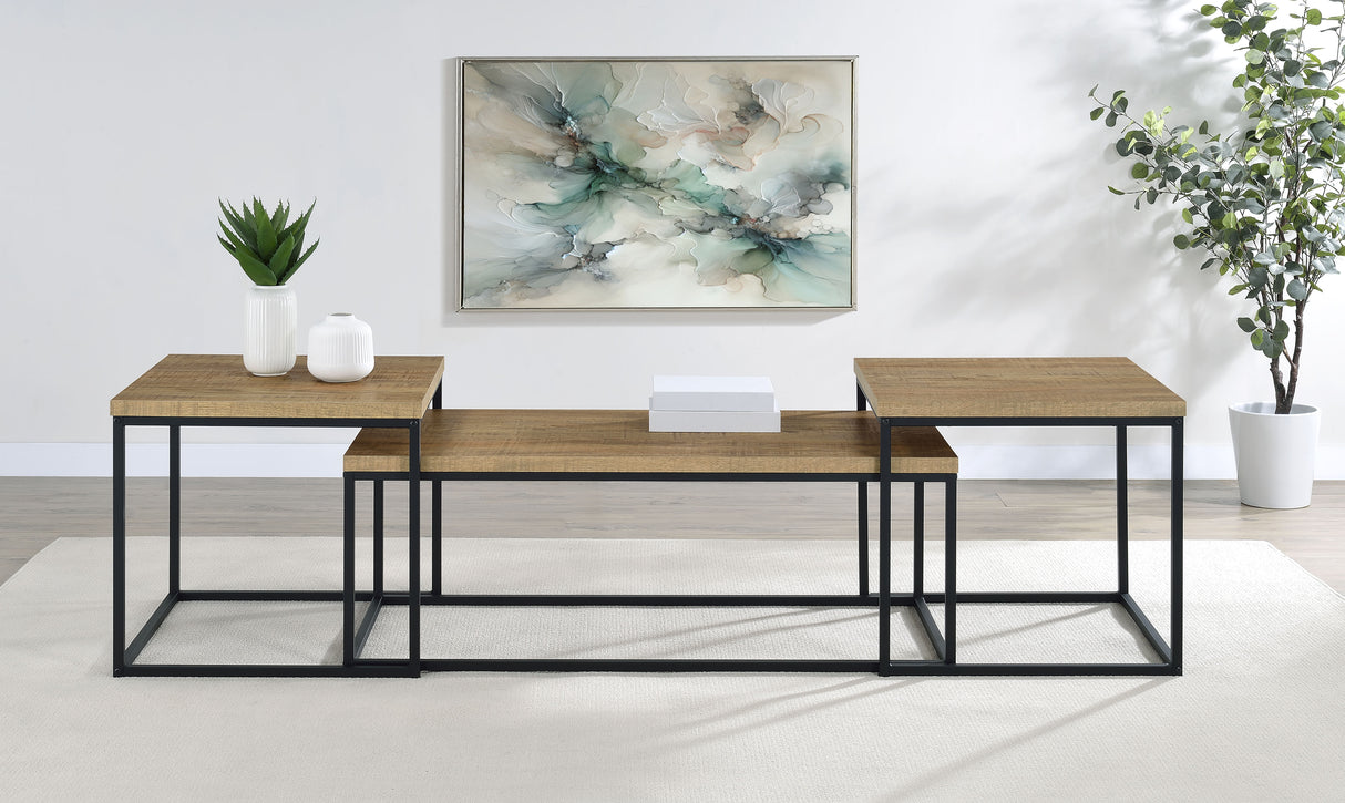 Straden Mango and Black 3-piece Engineered Wood Coffee Table Set by Coaster at Eve Furniture