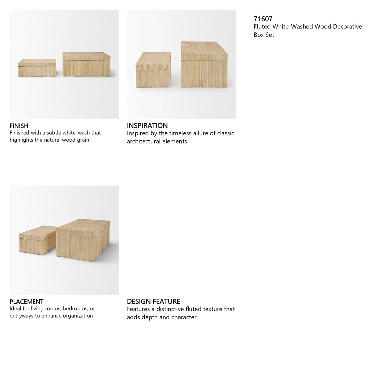 Strata Fluted White-Washed Wood Decorative Box Set by Mercana at Eve Furniture