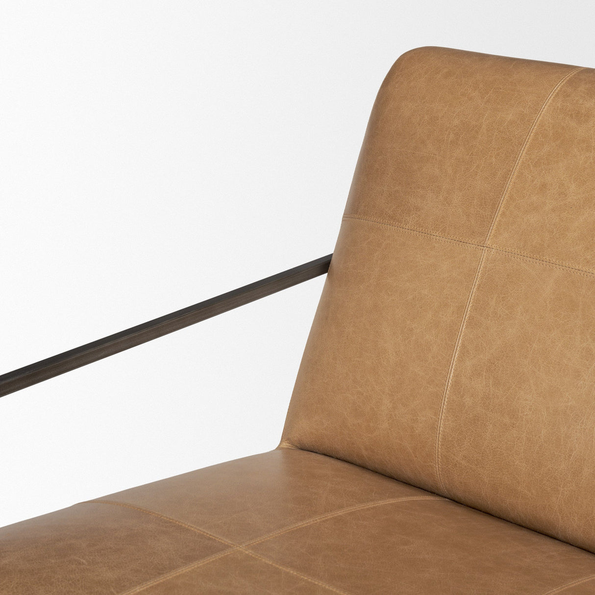 Stratton Gunmetal w/ Genuine Brown Leather Upholstered Accent Chair by Mercana at Eve Furniture