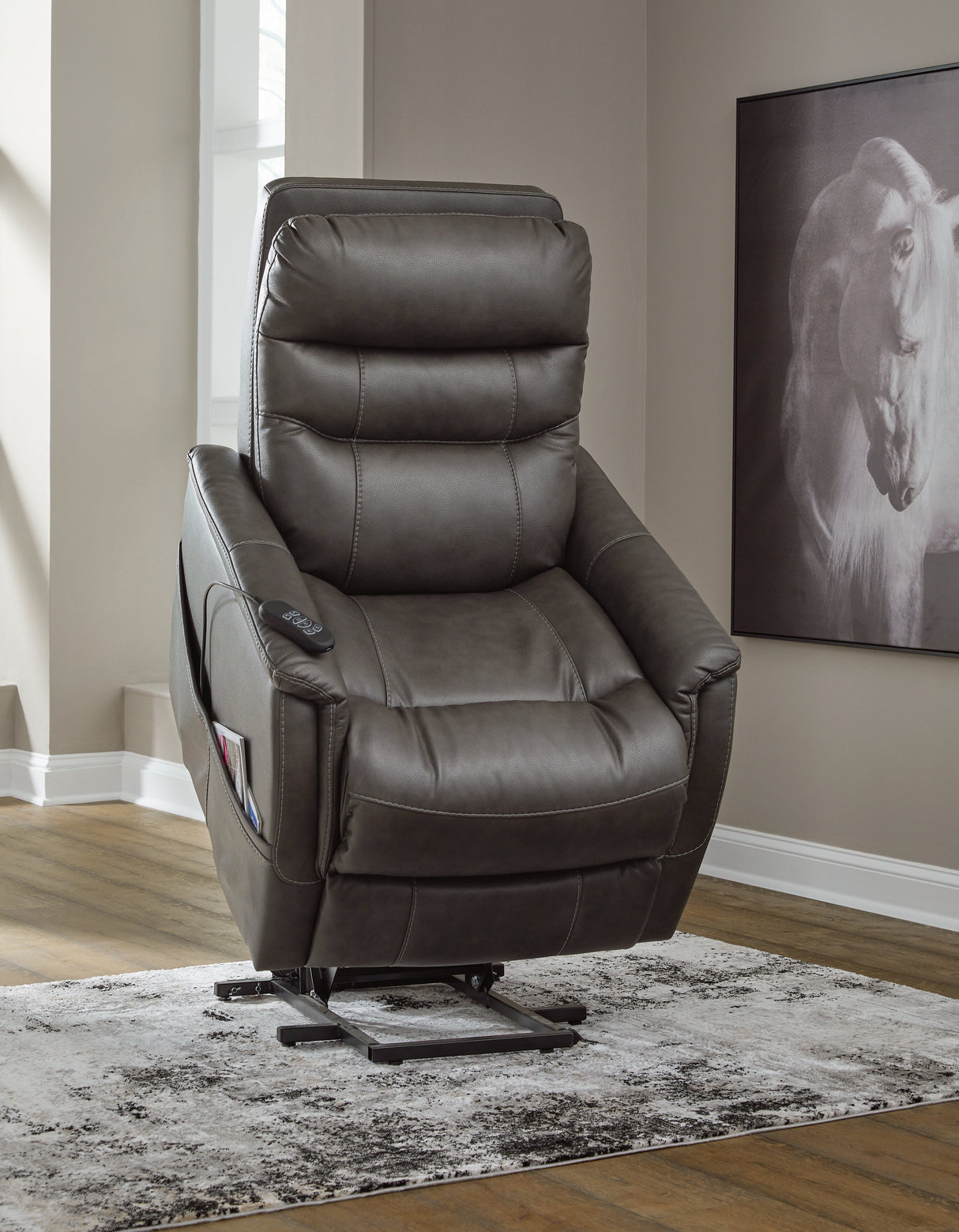 Strawbill Shadow Power Lift Recliner by Ashley at Eve Furniture