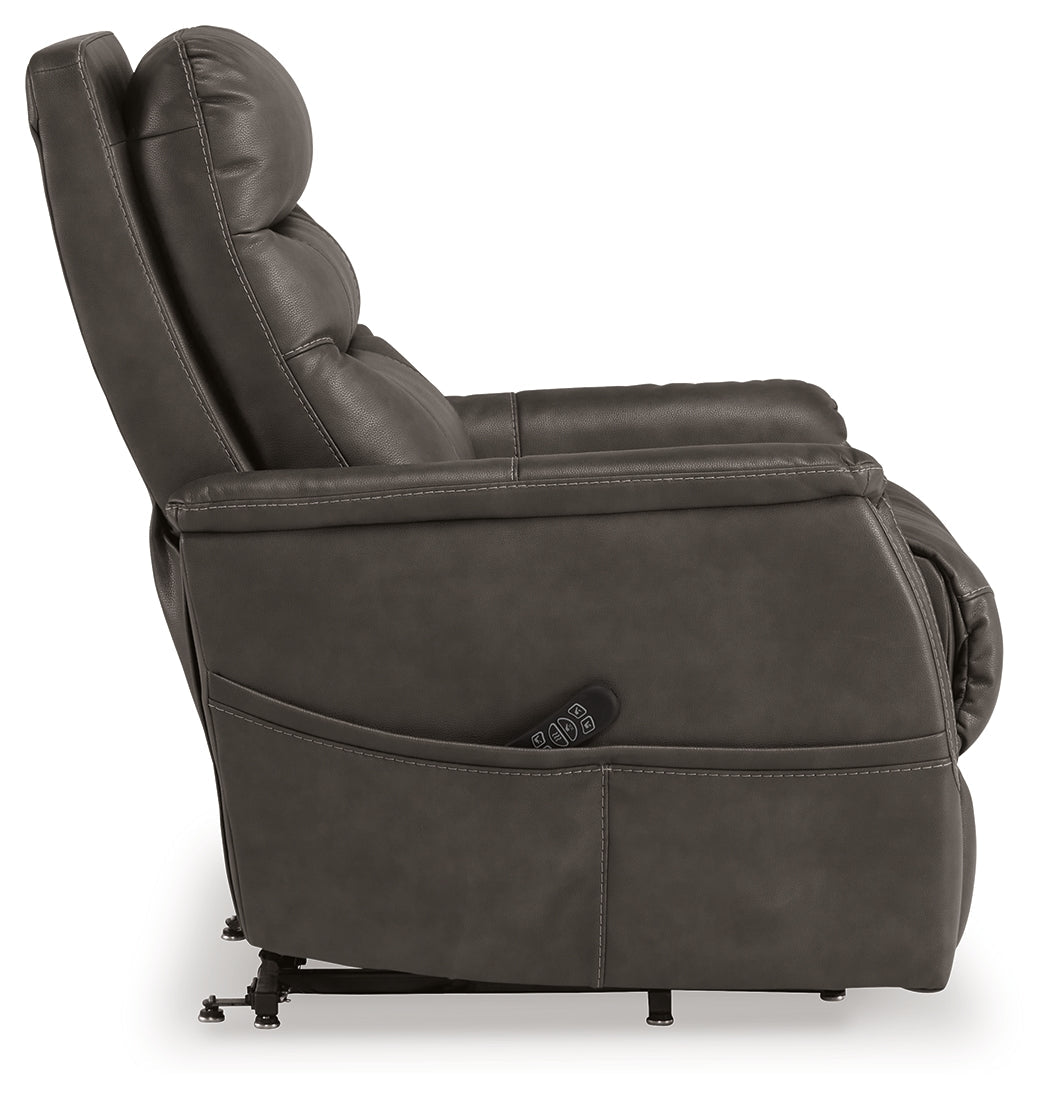 Strawbill Shadow Power Lift Recliner by Ashley at Eve Furniture